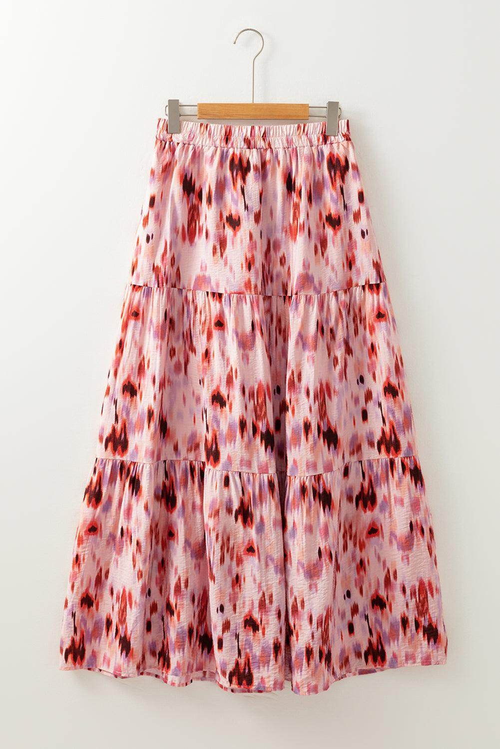 Tiered Printed Elastic Waist Skirt for Women in Various Sizes - Selvanelle