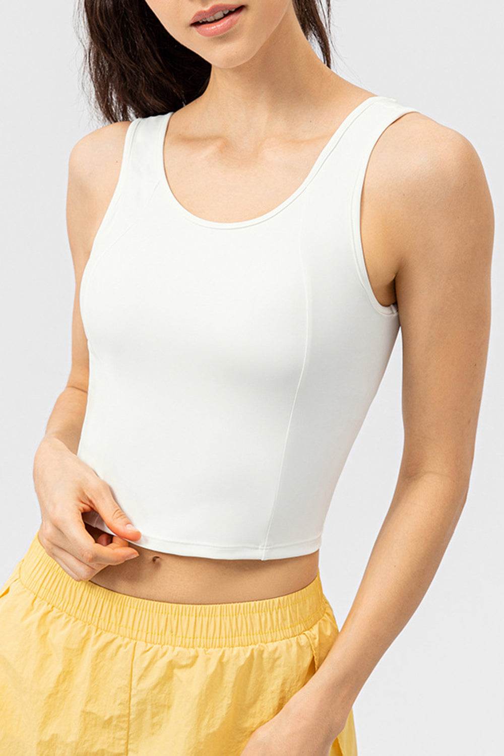 Round Neck Wide Strap Active Tank - Selvanelle