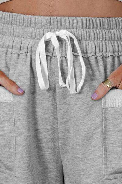 Drawstring High Waist Shorts with Pockets for Women - Selvanelle