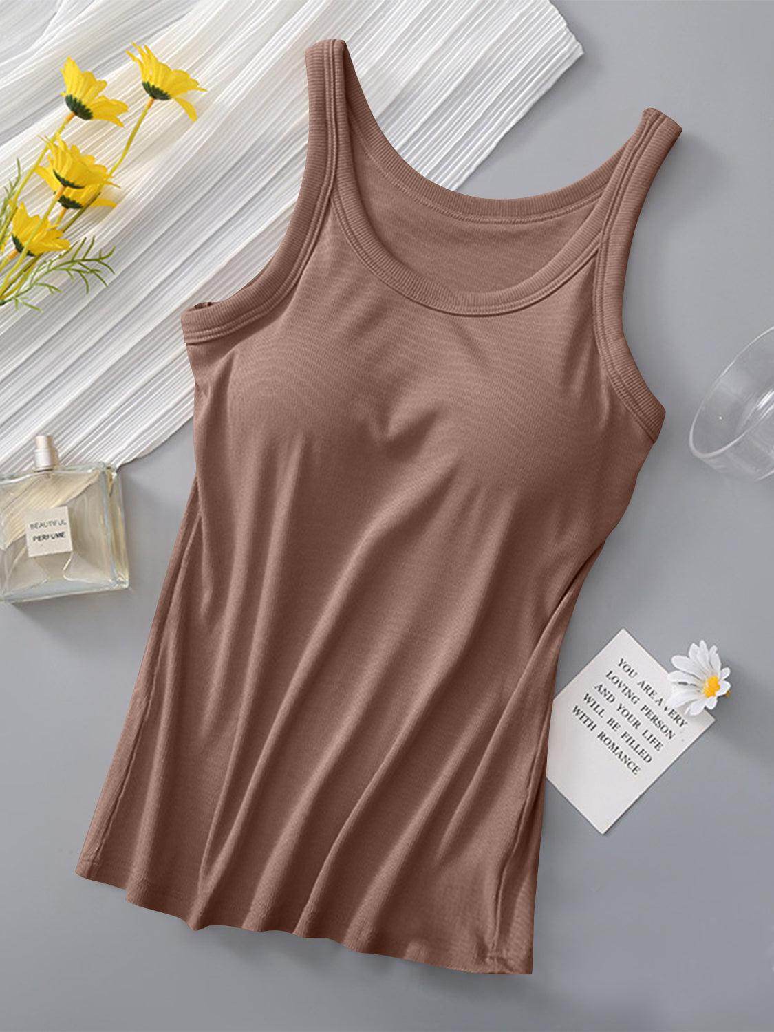 Round Neck Tank with Bra for Everyday Comfort Wear - Selvanelle