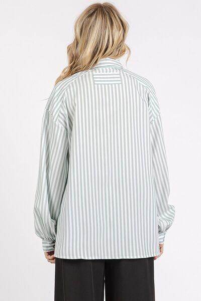 Mittoshop Button Down Striped Long Sleeve Shirt for Women - Selvanelle