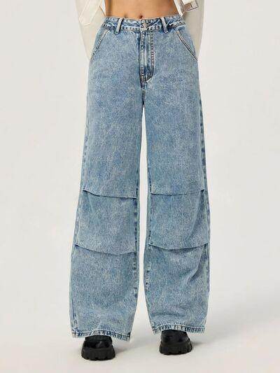 Stylish Wide Leg Jeans with Pockets for Modern Women - Selvanelle
