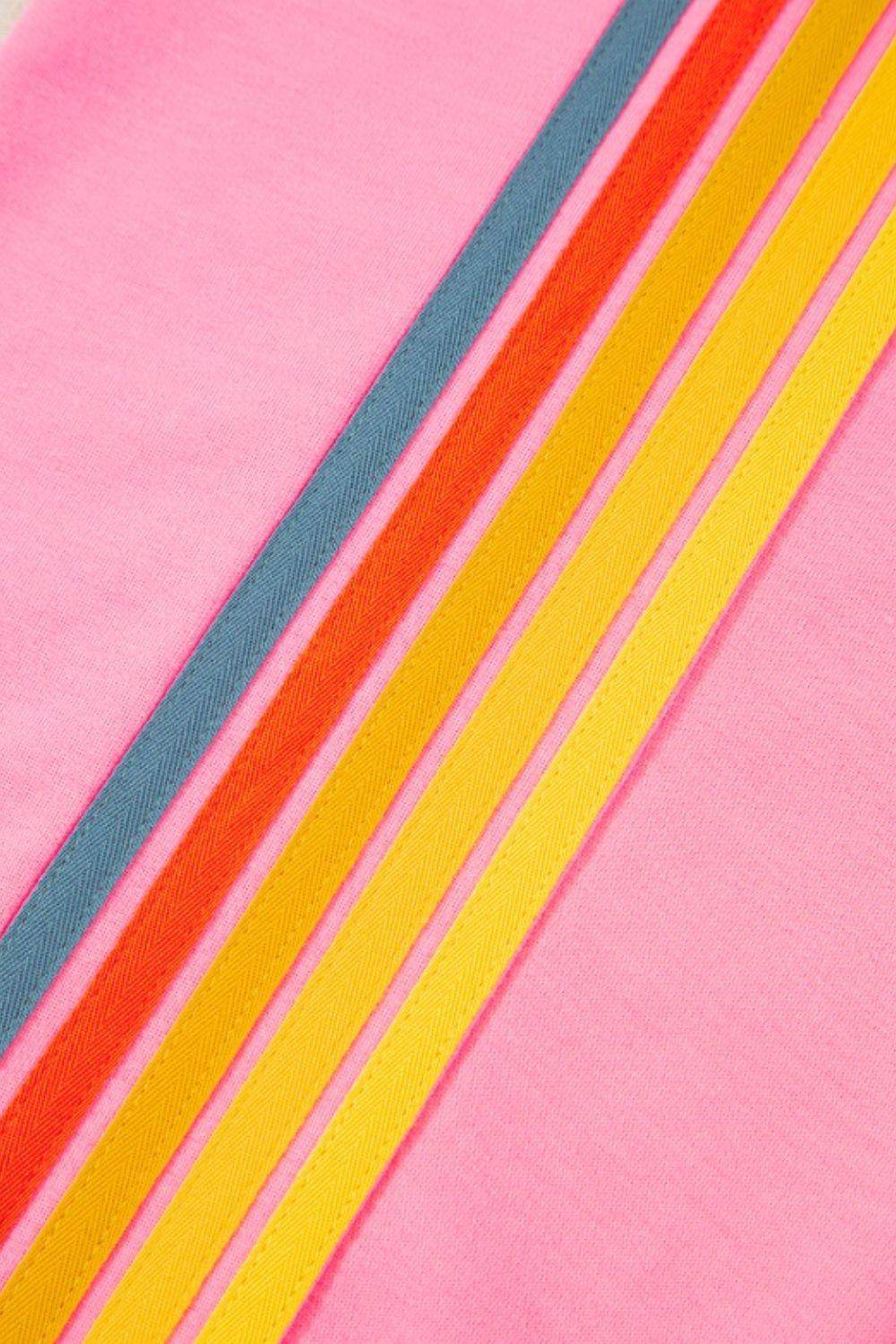 Contrast Striped Elastic Waist Active Pants for Women - Selvanelle