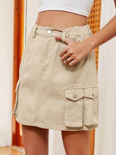High Waist Denim Skirt for Women with Pockets and Comfort - Selvanelle