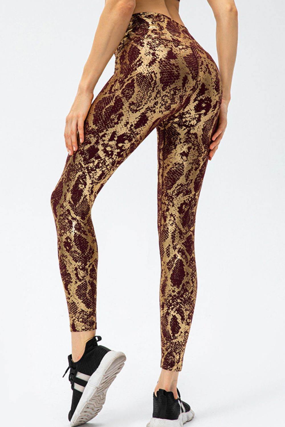 Animal Print Slim Fit Wide Waistband Long Sports Pants - Selvanelle