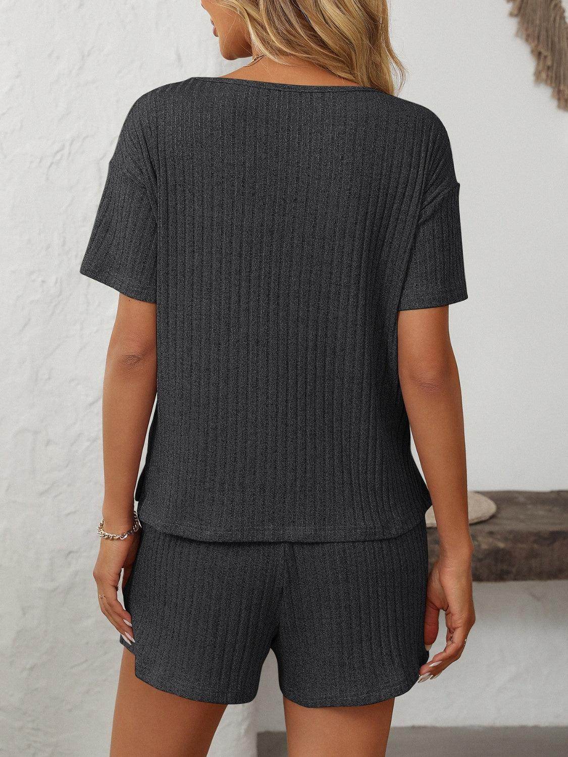 Mandy V-Neck Short Sleeve Top and Shorts Set for Women - Selvanelle