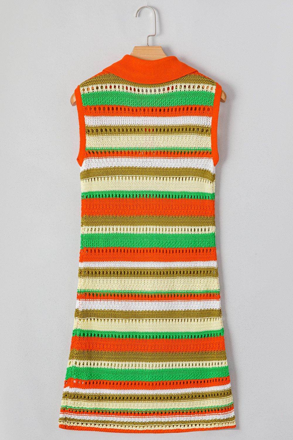 Openwork Stripe Sleeveless Sweater Dress - Selvanelle