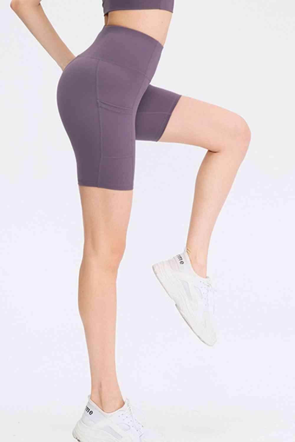 Wide Waistband Sports Shorts with Pockets for Active Wear - Selvanelle