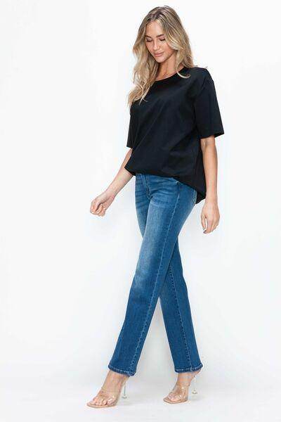 bytos Full Size Cat's Whiskers High Rise Straight Jeans - Selvanelle