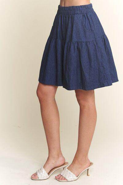 ADORA Elastic Waist Wide Leg Denim Shorts for Women - Selvanelle