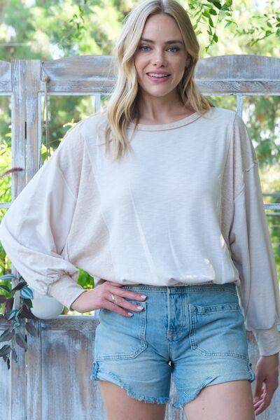 Hailey & Co Rib and Two Tone Knit Mixed Top for Women - Selvanelle