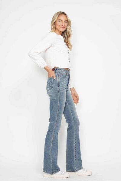Judy Blue Full Size Tummy Control Back Embroidered Bootcut Jeans Plus Size - Selvanelle