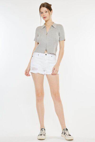 Kancan Raw Hem Distressed Denim Shorts for Casual Style - Selvanelle