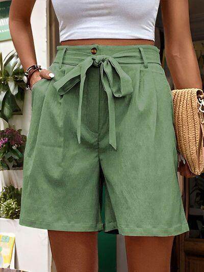 Perfee Tied High Waist Shorts with Pockets for Women - Selvanelle