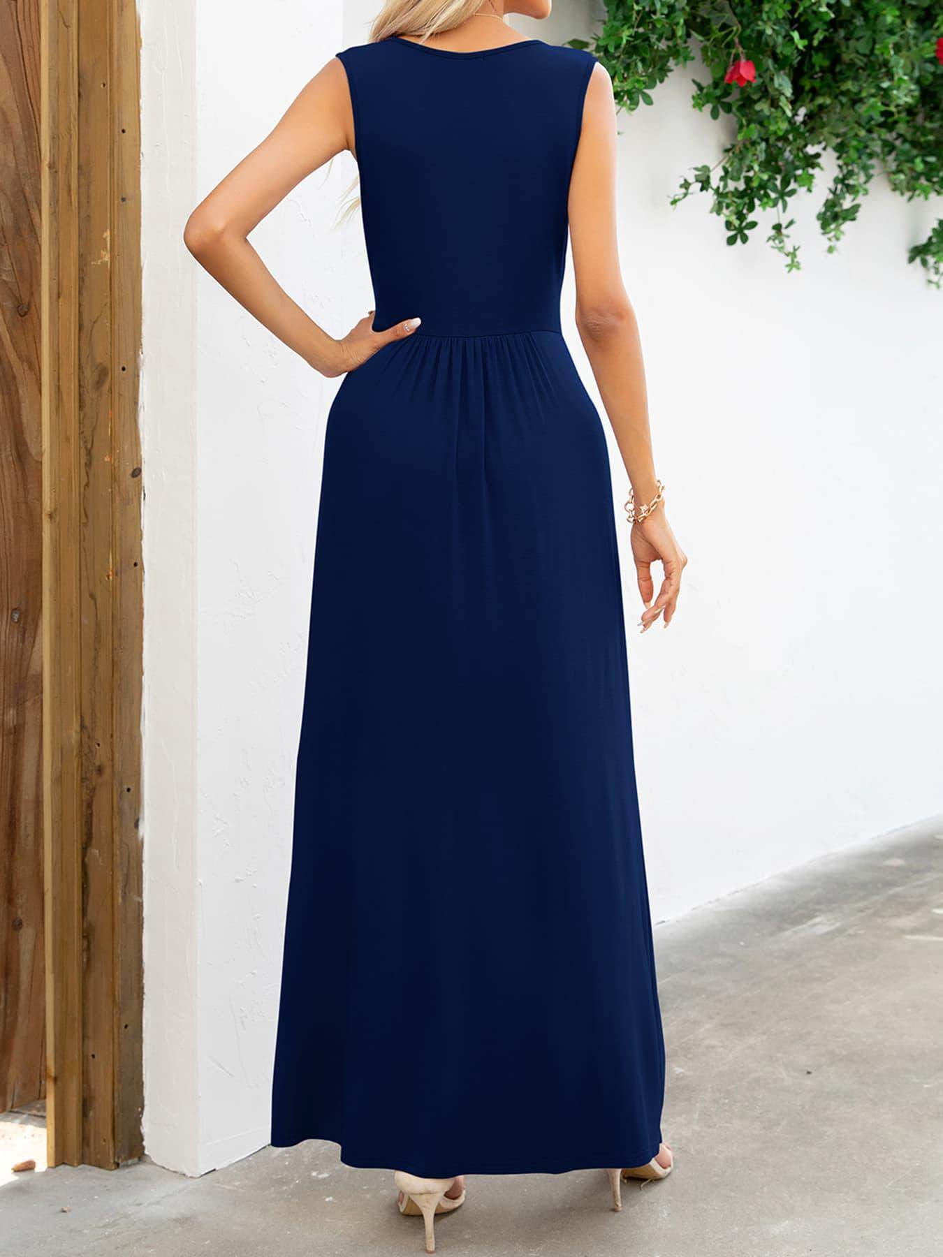 Surplice Neck Sleeveless Maxi Dress for Women Casual Style - Selvanelle
