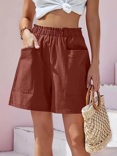Full Size Pocketed Elastic Waist Shorts for Everyday Comfort - Selvanelle