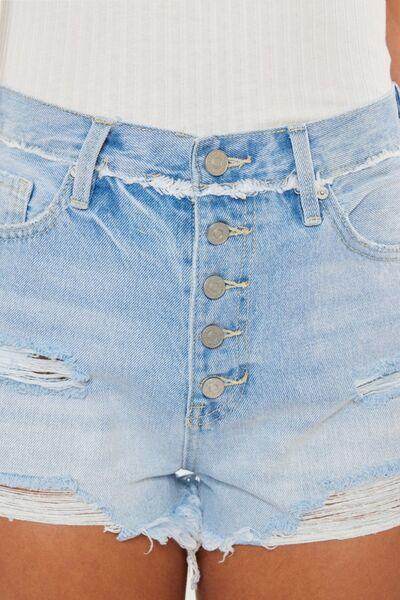 Kancan Distressed Button Fly Denim Shorts for Women - Selvanelle