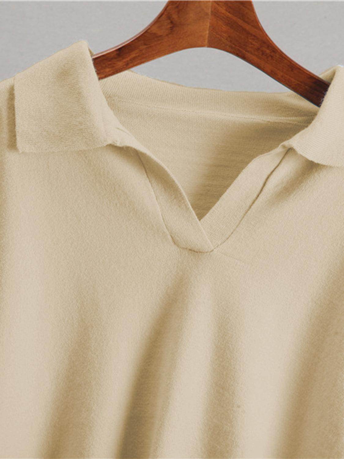 Johnny Collar Long Sleeve Top and Pants Sweater Set Women - Selvanelle