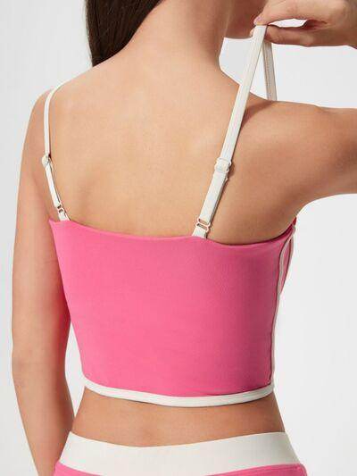 Millennia Contrast Trim Square Neck Active Cami with Pads - Selvanelle