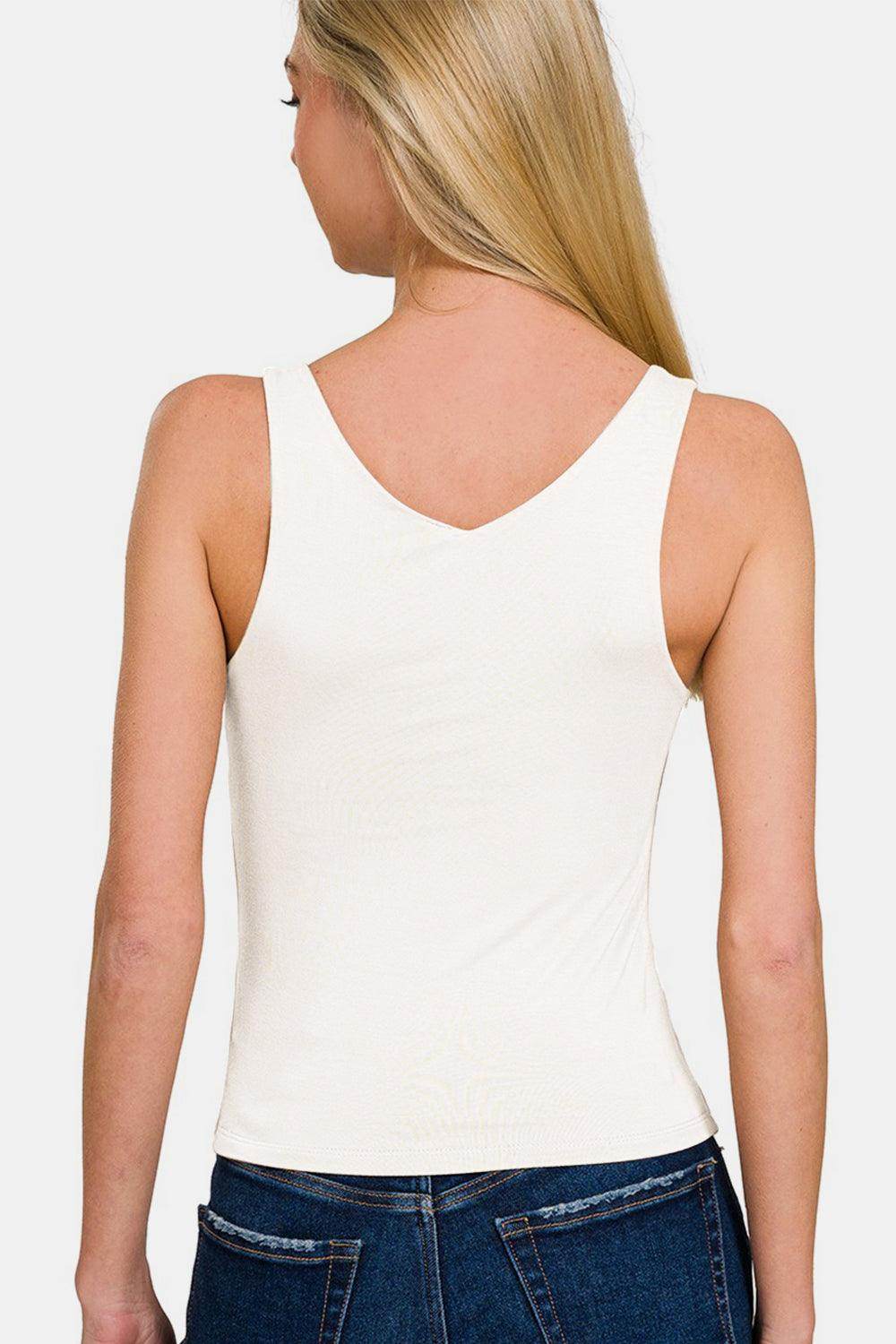 Zenana Double Layer V Neck Tank for Stylish Wardrobe - Selvanelle