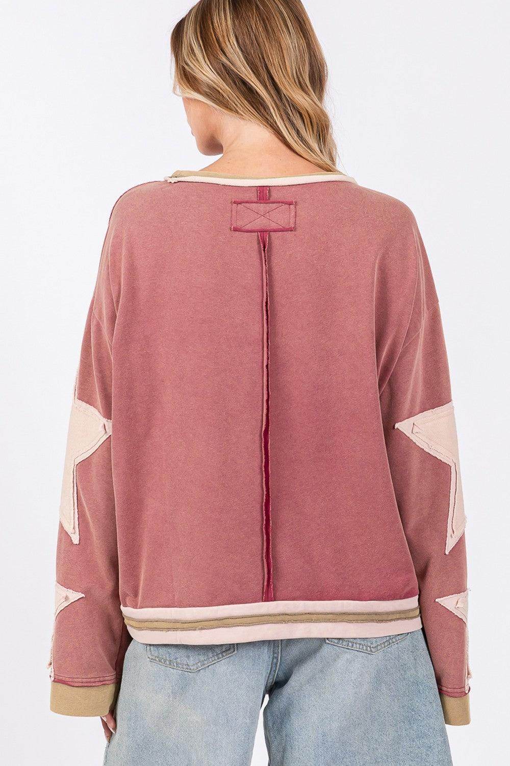 SAGE + FIG French Terry Star Applique Patch Sweatshirt Cozy - Selvanelle