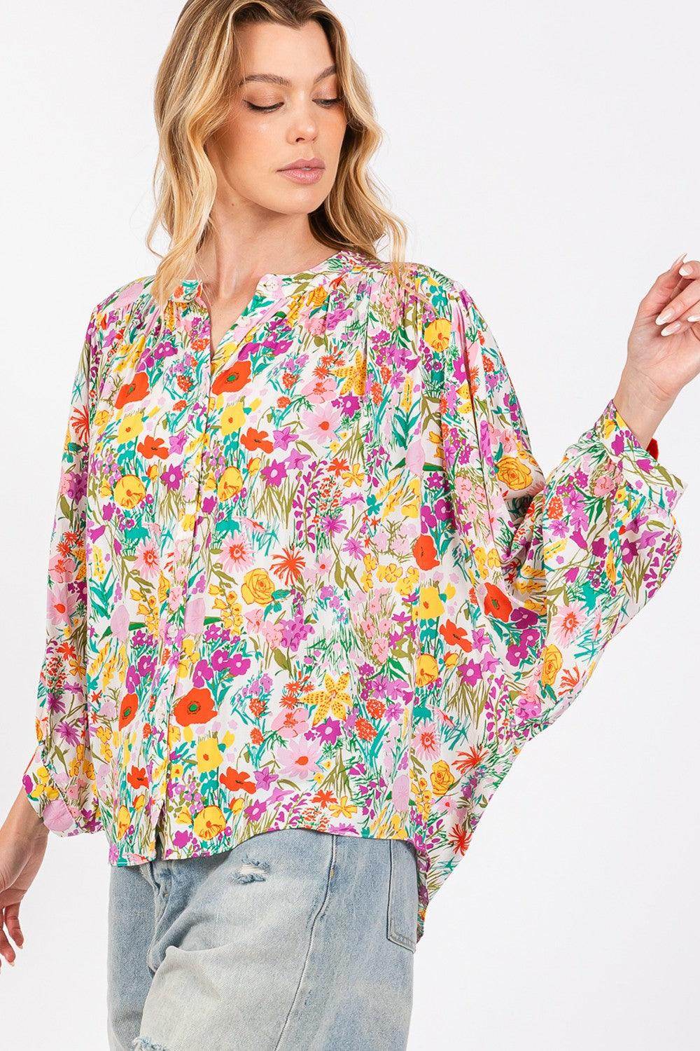 SAGE + FIG Button Down Floral Shirt for Stylish Women - Selvanelle