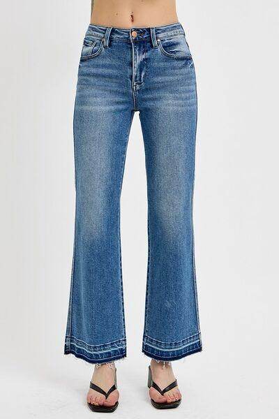 RISEN Full Size Raw Hem Ankle Bootcut Jeans Plus Size - Selvanelle