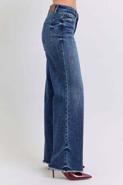 Judy Blue Full Size Raw Hem Mid Rise Jeans for Women - Selvanelle
