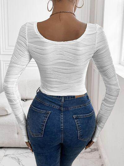 Perfee Scoop Neck Long Sleeve Top for Women Fashion - Selvanelle