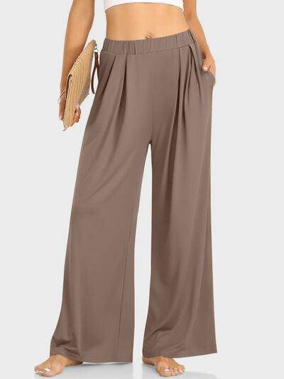 Elastic Waist Wide Leg Pants for Women in Various Sizes - Selvanelle