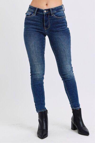Judy Blue Full Size Run Mid-Rise Waist Skinny Jeans - Selvanelle