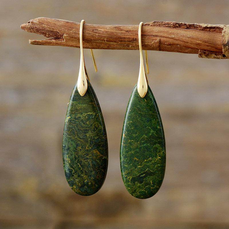 Natural Stone Waterdrop Shape Earrings for Elegant Style - Selvanelle