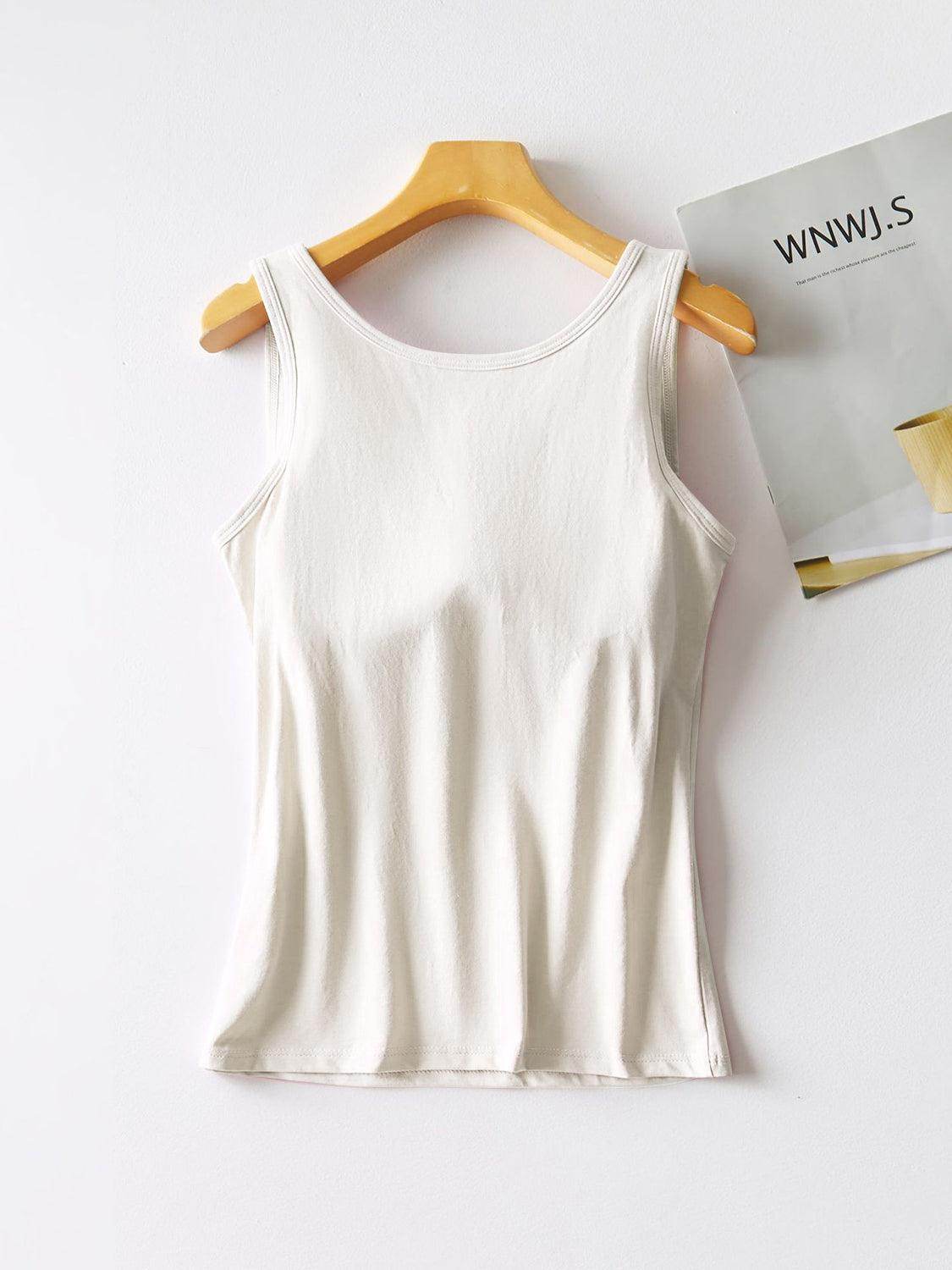 Round Neck Tank with Bra for Comfortable Everyday Wear - Selvanelle