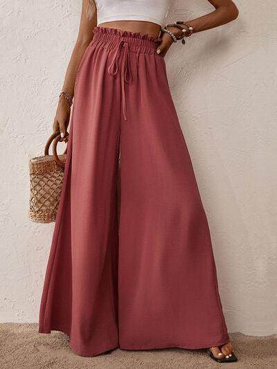 Perfee Frill Tied Wide Leg Pants for Effortless Style - Selvanelle