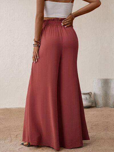 Perfee Frill Tied Wide Leg Pants for Effortless Style - Selvanelle