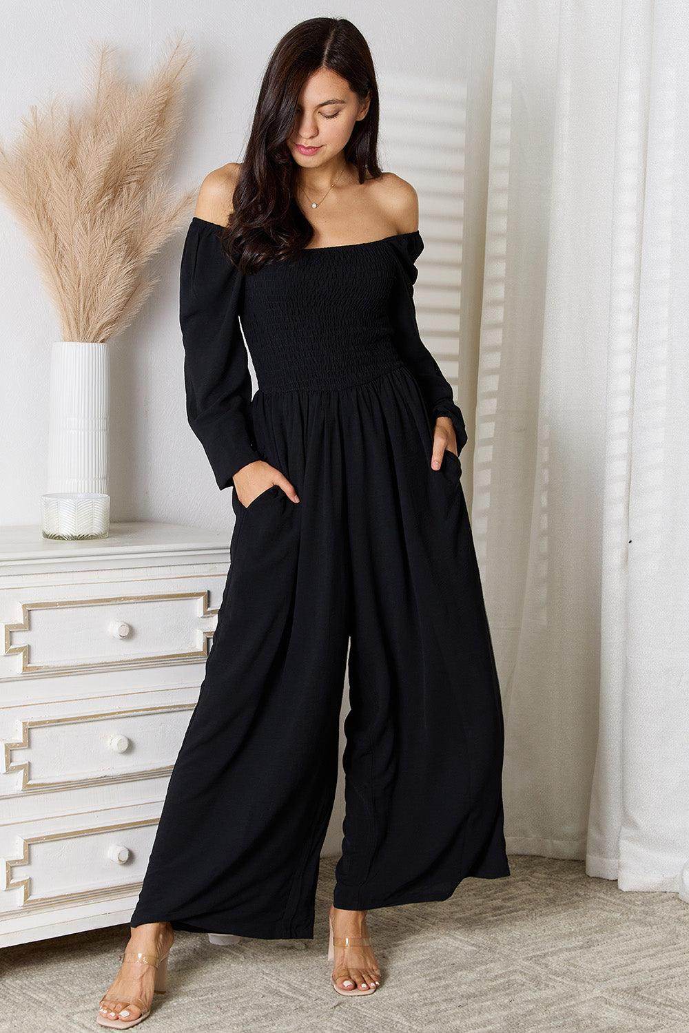 Double Take Square Neck Jumpsuit with Pockets for Women - Selvanelle