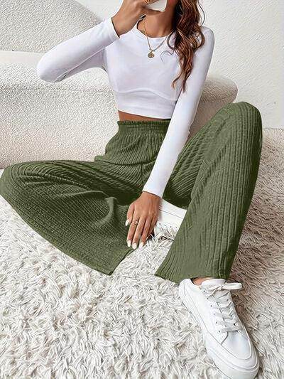 Ribbed High Waist Pants for Women in Various Sizes - Selvanelle
