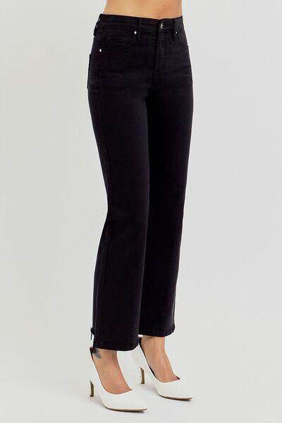 RISEN Full Size Tummy Control High Rise Crop Straight Jeans - Selvanelle