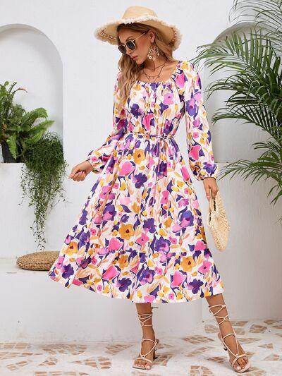 Stylish Printed Long Sleeve Midi Dress for All Occasions - Selvanelle