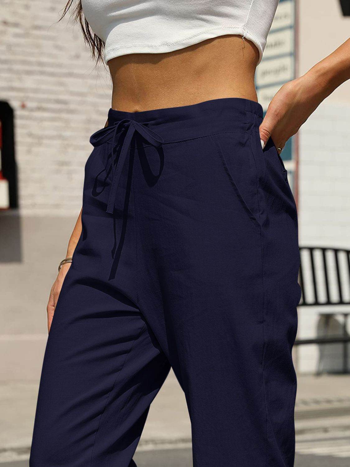 Elastic Waist Tapered Pants - Selvanelle