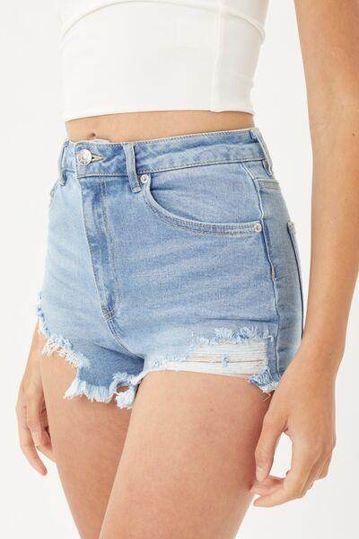 Love Tree Raw Hem Cat's Whisker Denim Shorts for Women - Selvanelle