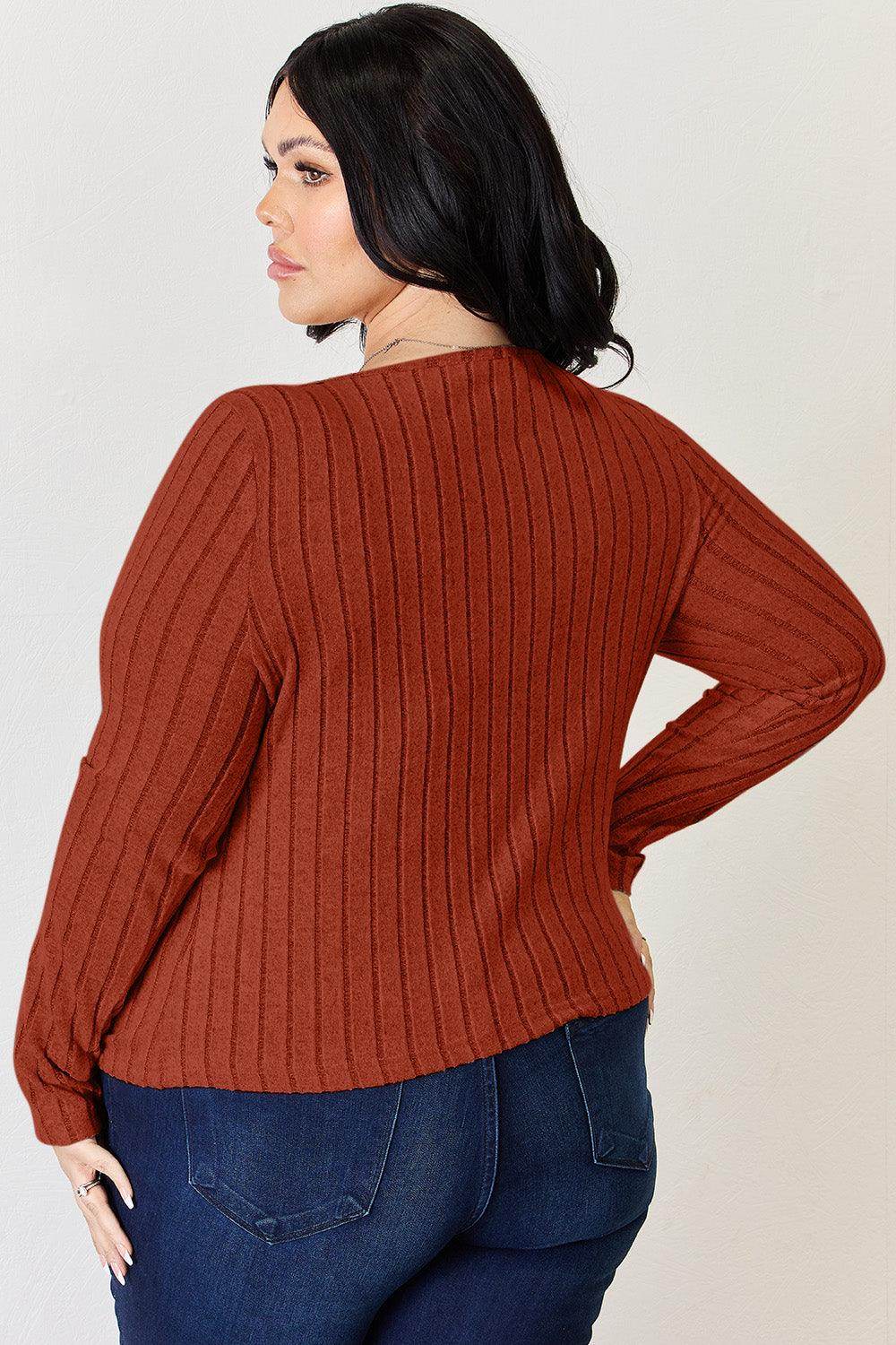 Basic Bae Full Size Ribbed Long Sleeve T-Shirt for Women - Selvanelle