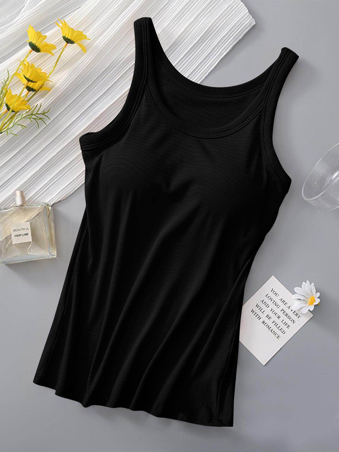 Round Neck Tank with Bra for Everyday Comfort Wear - Selvanelle