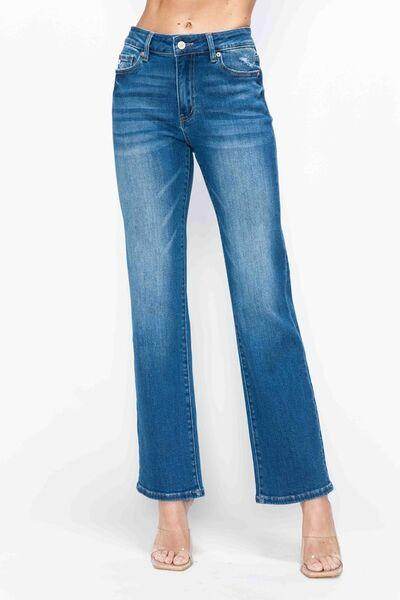 bytos Full Size Cat's Whiskers High Rise Straight Jeans - Selvanelle