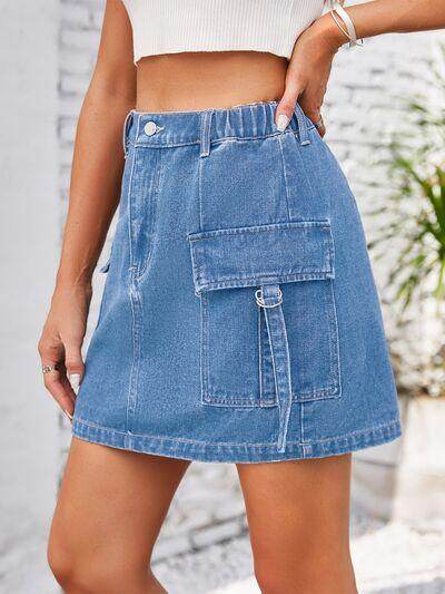 Stylish Pocketed Buttoned Denim Skirt for Every Occasion - Selvanelle