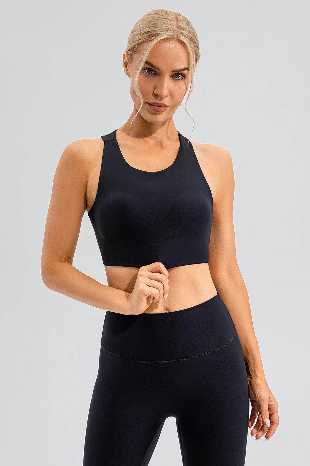 Round Neck Cutout Cropped Active Tank for Women Fitness - Selvanelle