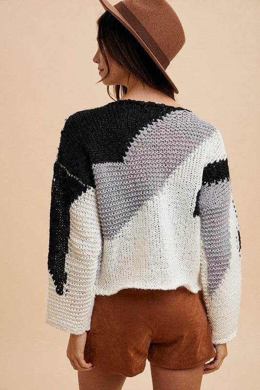 Annie Wear Color Block Drop Shoulder Sweater for Women - Selvanelle