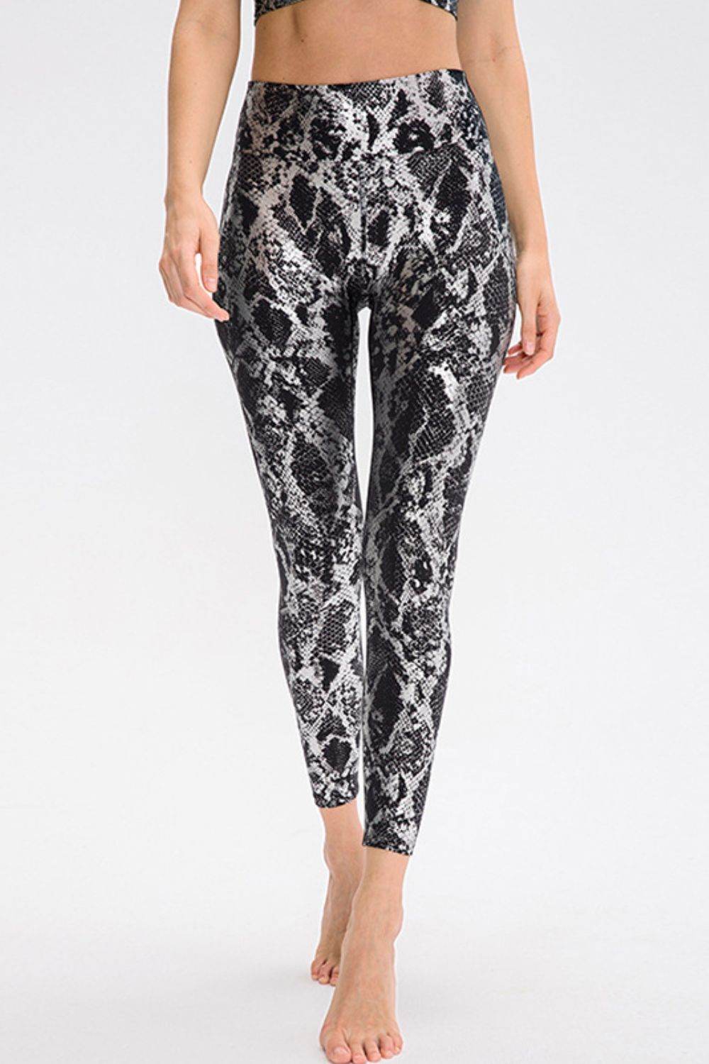 Animal Print Slim Fit Wide Waistband Long Sports Pants - Selvanelle