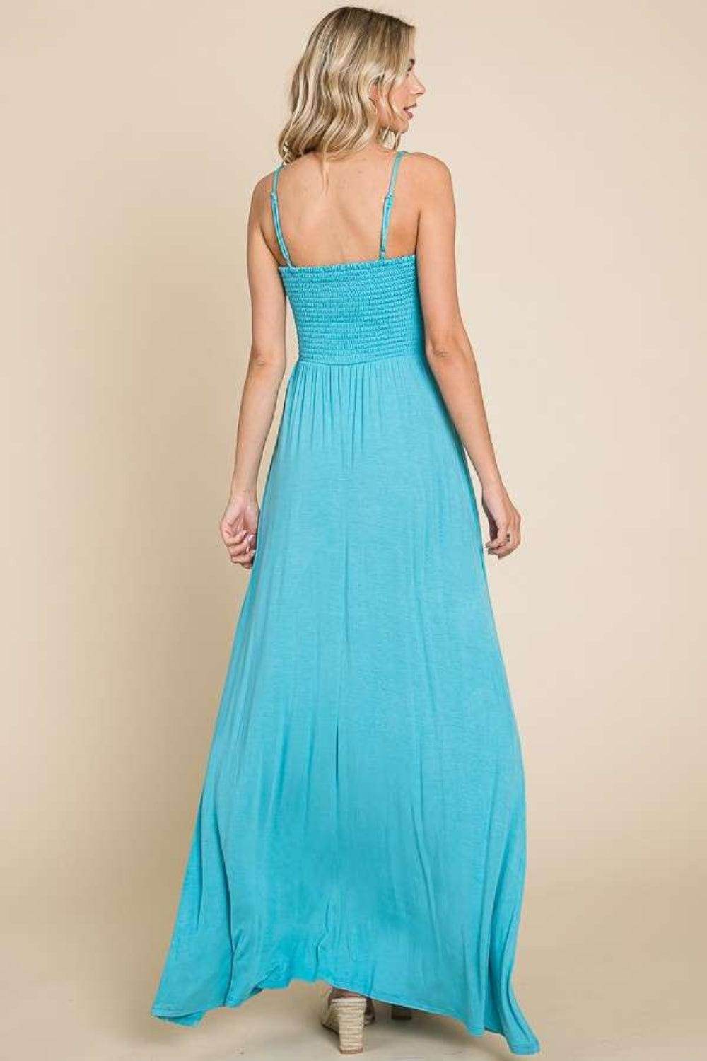 Culture Code Full Size Smocked Cami Maxi Dress With Pockets - Selvanelle