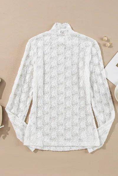 Lace Mock Neck Long Sleeve Top for Stylish Layering - Selvanelle